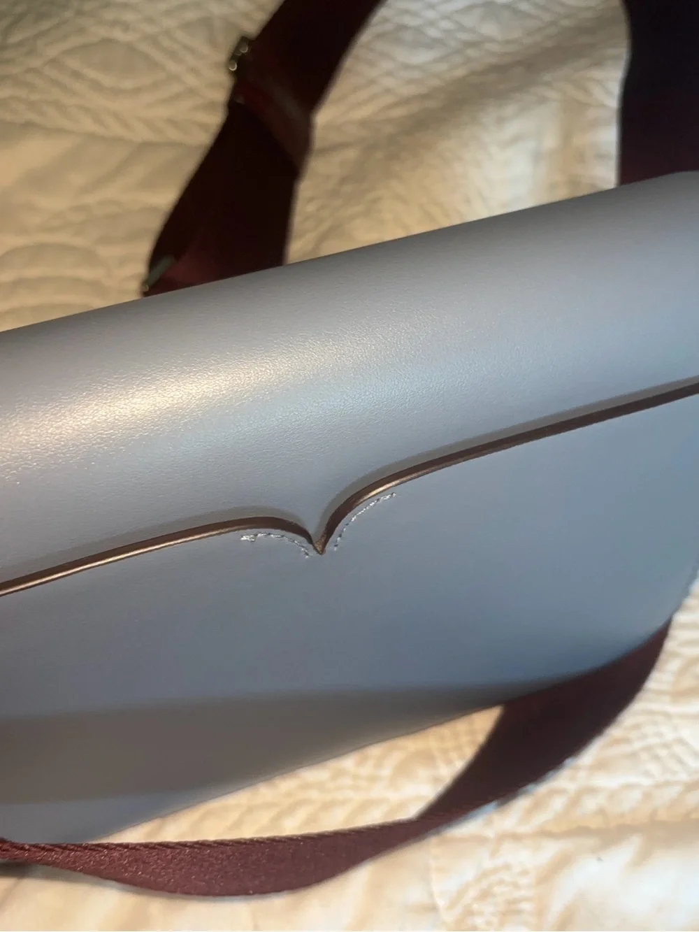 kate spade gray leather crossbody with burgundy strap